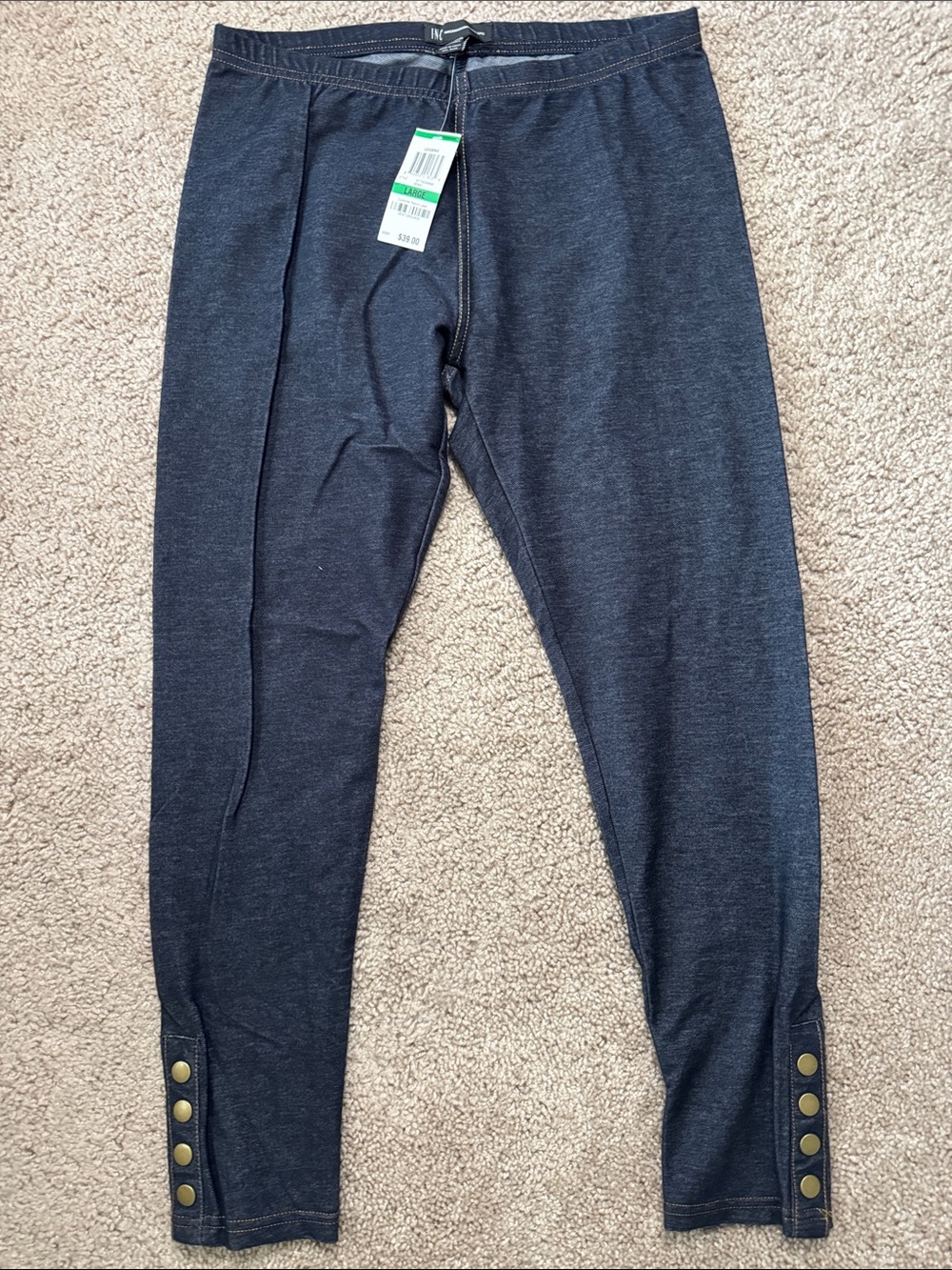 INC International Concepts Dark Heather Gray Denim-Look Leggings